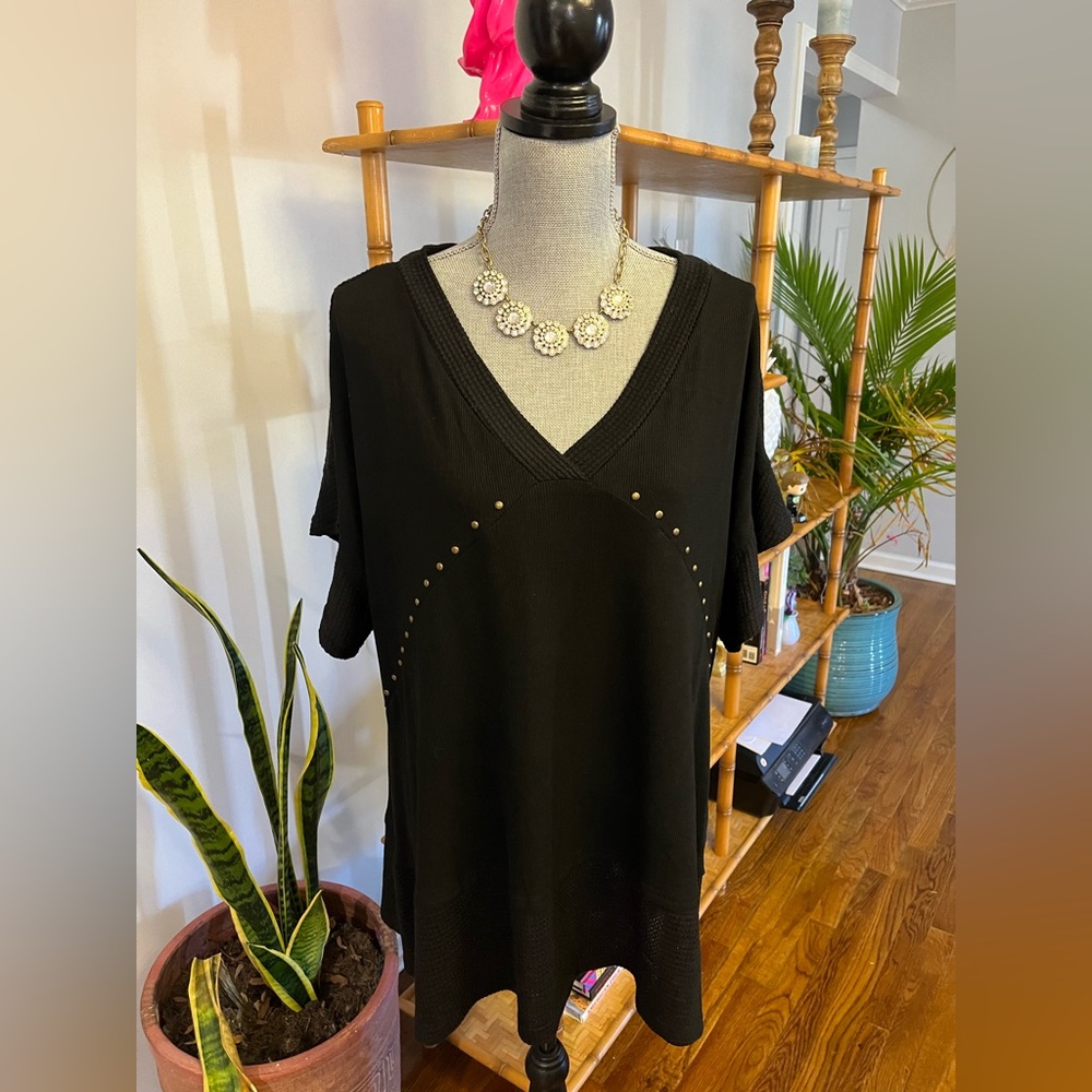 Francesca's Collections Black V-Neck Tunic